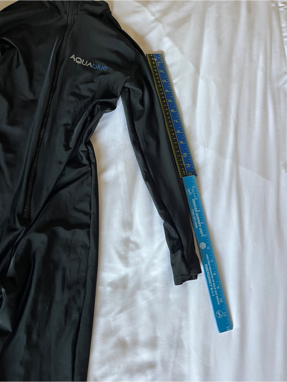 AquaBlue Wetsuit Black Full Body UV Shield Zip Up Swimsuit Surf Dive Size S - Picture 13 of 16